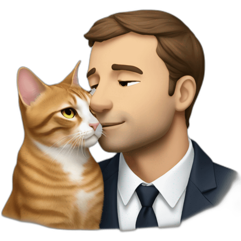 Macron kissing a cat emoji