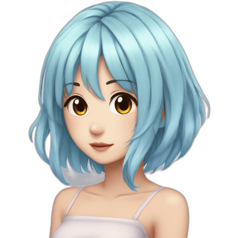 Anime girl brown eyes-pastel blue hair-mini dress emoji