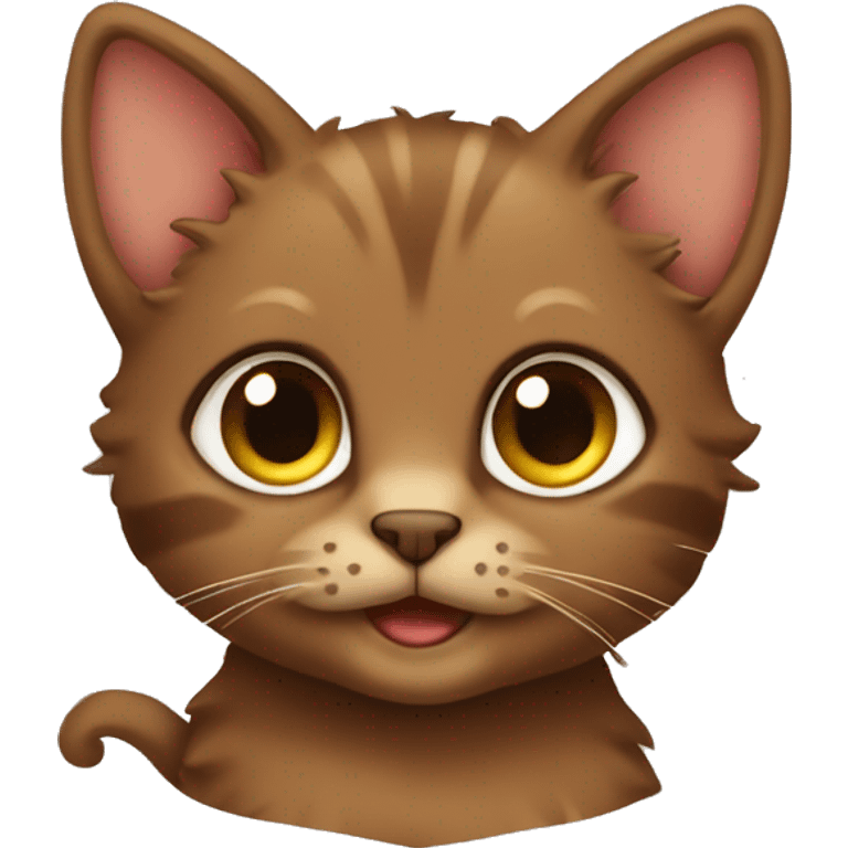 very cute little brown cat with curly hair emoji