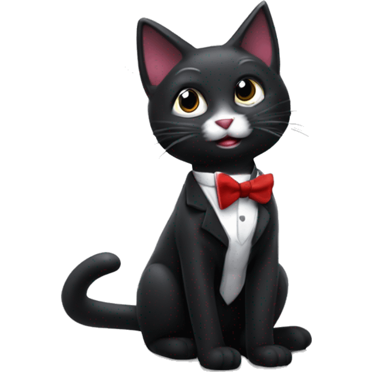 Gato tuxedo disfrazad de vampiro hembra adorab emoji