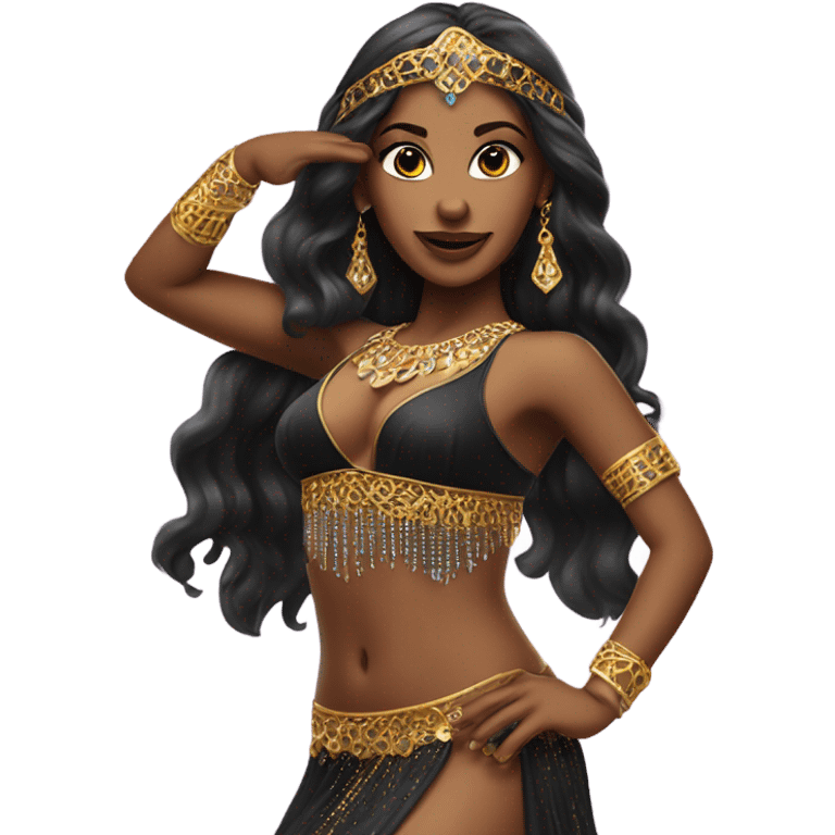 Realiza una Bellydancer de emoji con cabello negro  emoji