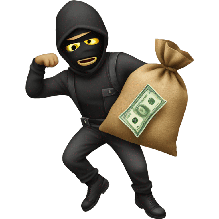 Robber emoji with money sack emoji