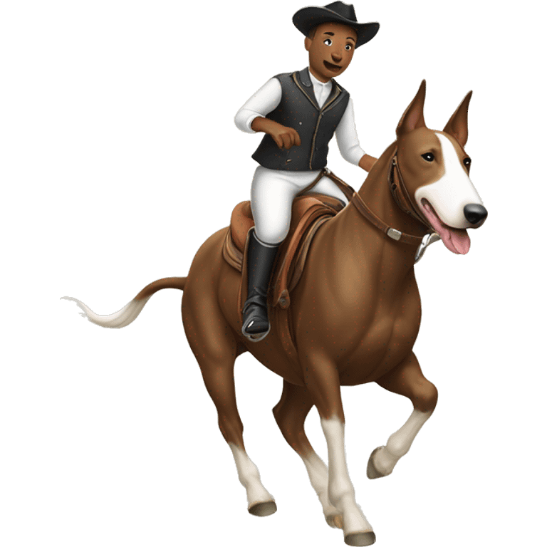 english bull terrier riding a horse  emoji