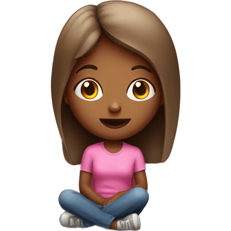 Girl sitting on a couch with a pink shirt  emoji