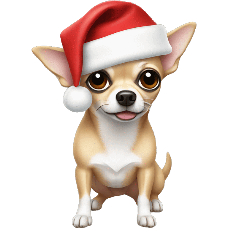 Chihuahua wearing a Santa hat emoji