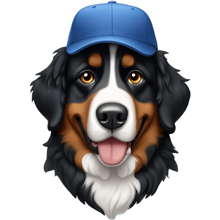 Bernese mountain dog wearing ballcap emoji