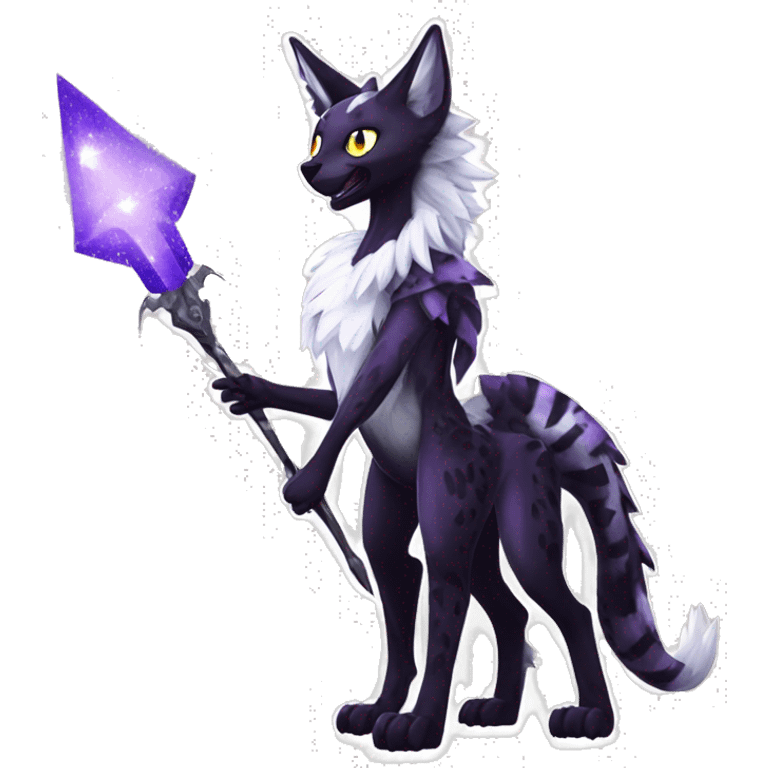 Epic Edgy Black White Purple eldritch Sergal-shiny sparkle starry Serval-Fionbri full body emoji