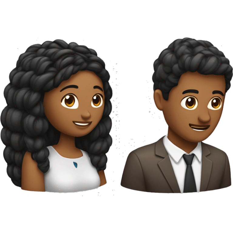 Dos parejas besándose una mujer con pelo lacio negro y un hombre con trenzas  emoji