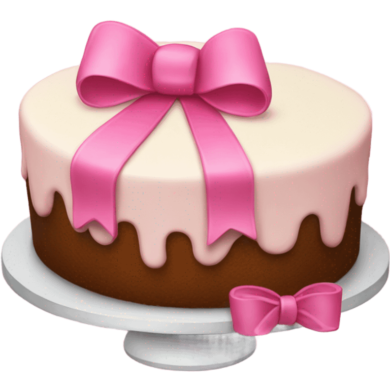 Cake with a pink cute bow emoji