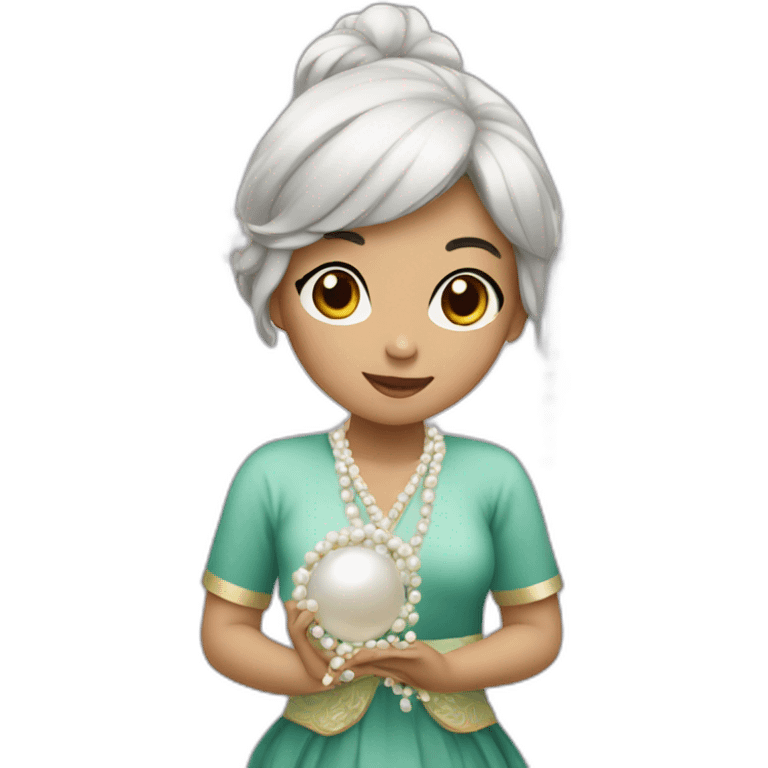 Asian girl holding pearls emoji