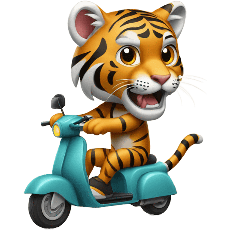 Bengal tiger riding a razor scooter emoji