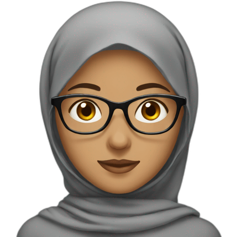 muslim girl with gray hijab and glasses emoji