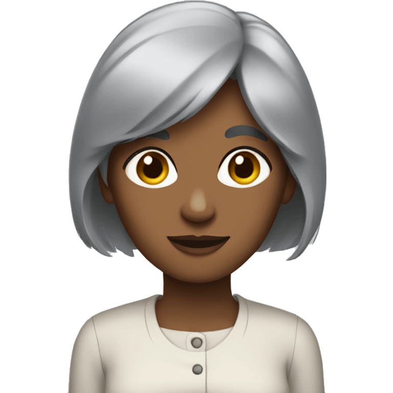 Gray haired woman with bangs emoji