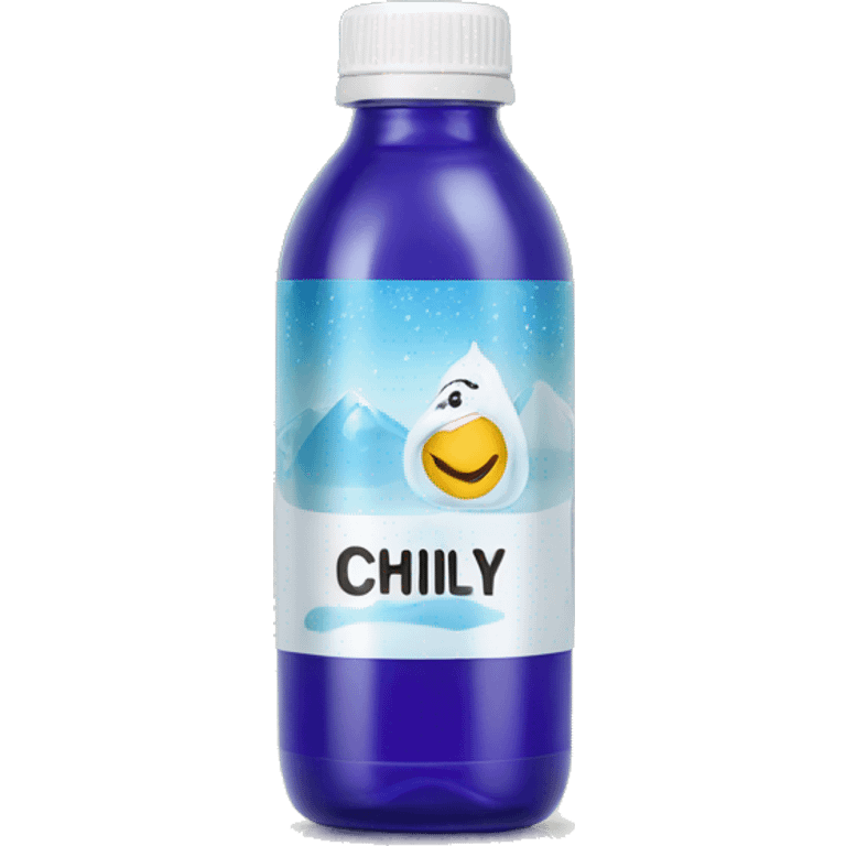 bottle of gel with label that says "chilly" emoji