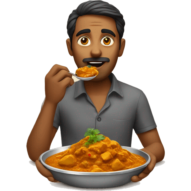 Indian man eating curry emoji