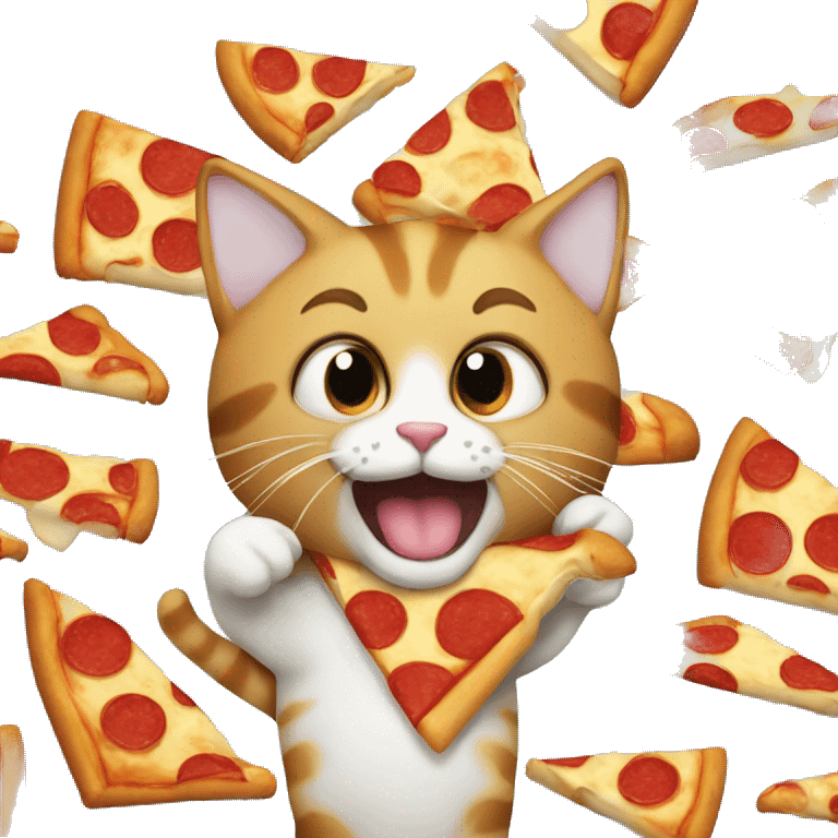 Cat eating pizza emoji