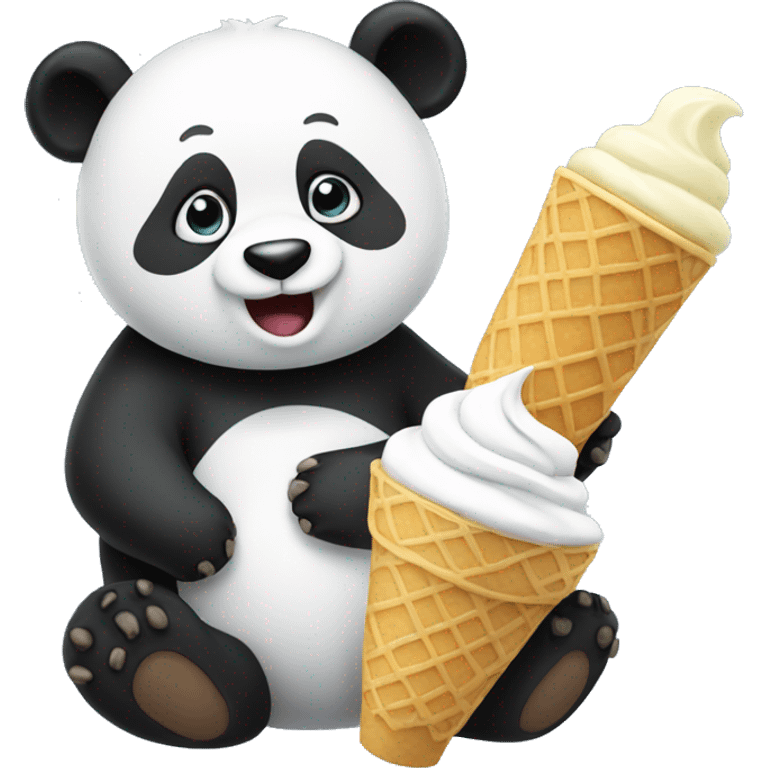 Panda eating ice cream emoji