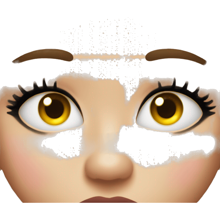 emoji with lashes and full lips making an oops face emoji