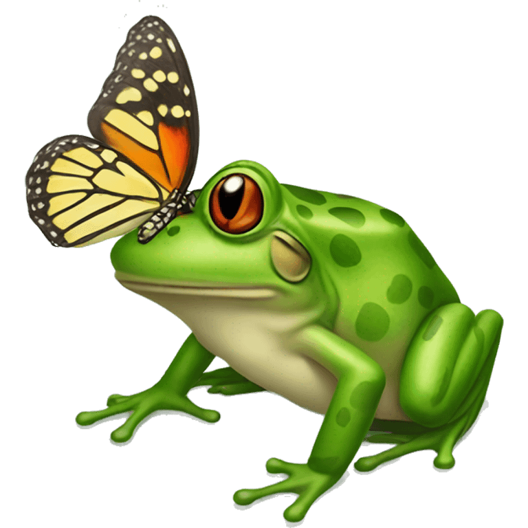 Frog eating butterfly  emoji