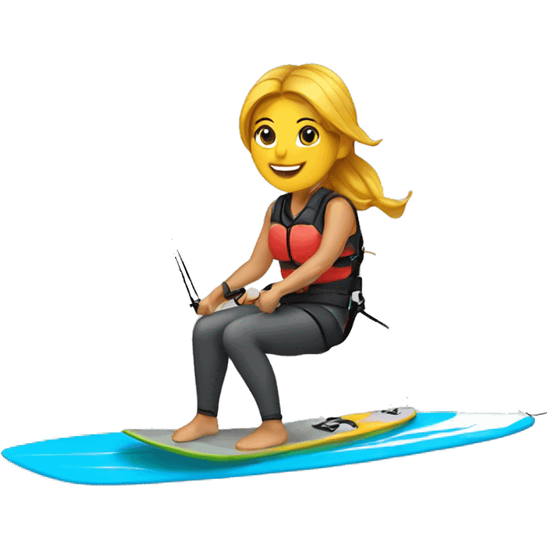 female kitesurfer on small kiteboard emoji