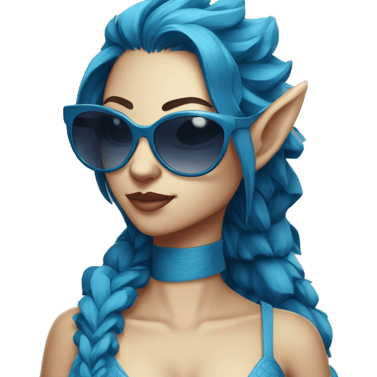 A blue dragon with sunglasses on her eyes, reflecting her coolness and stylishness emoji