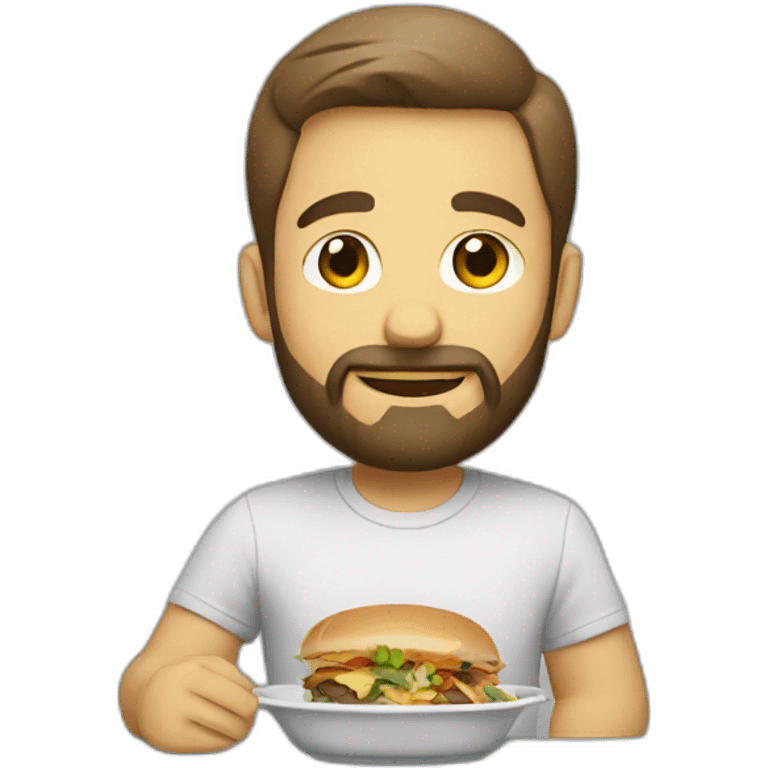 man with beard eat lunch emoji