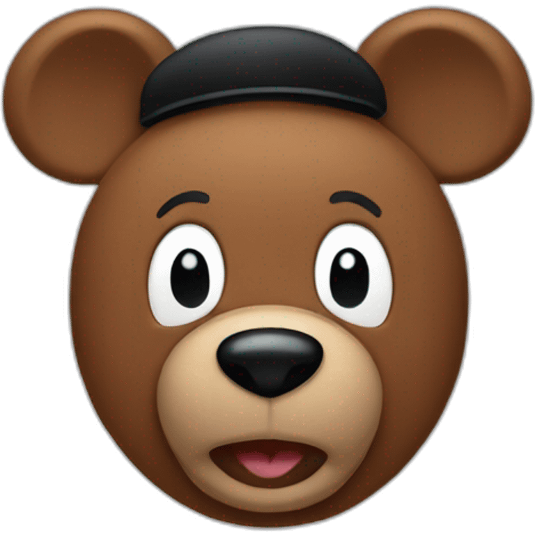 brown bear emoji wearing fake black mickey mouse ears emoji