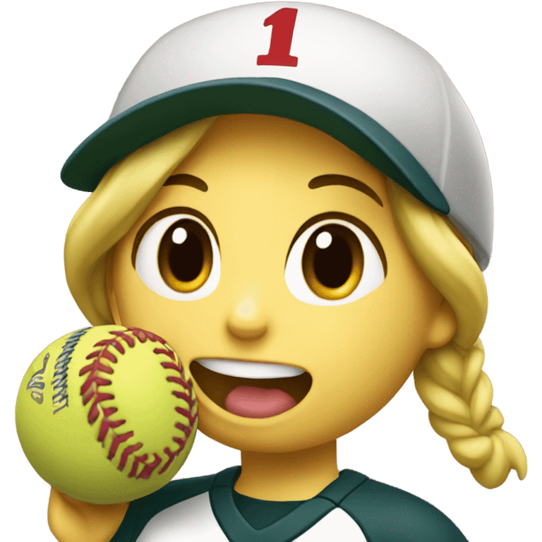 Softball player eating a softball  emoji