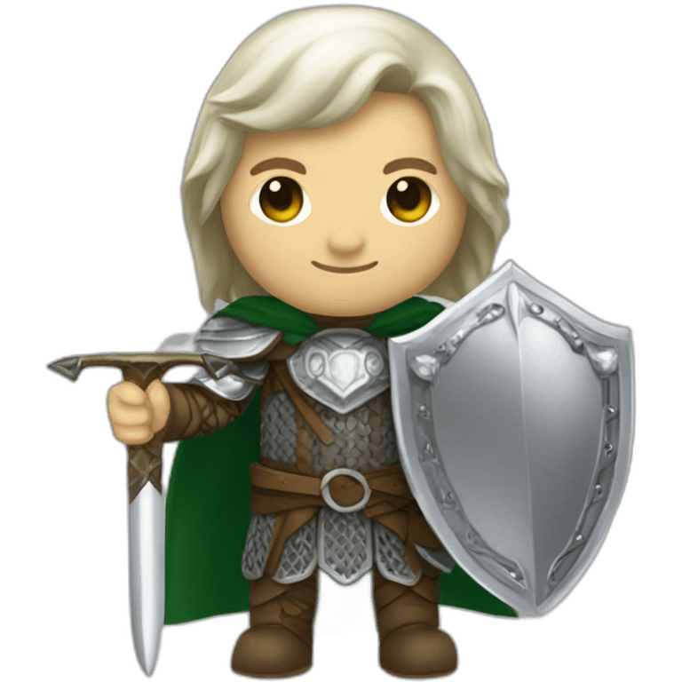 gondolindrim elven warrior silmarillion with silver chainmail shield and slim spear emoji