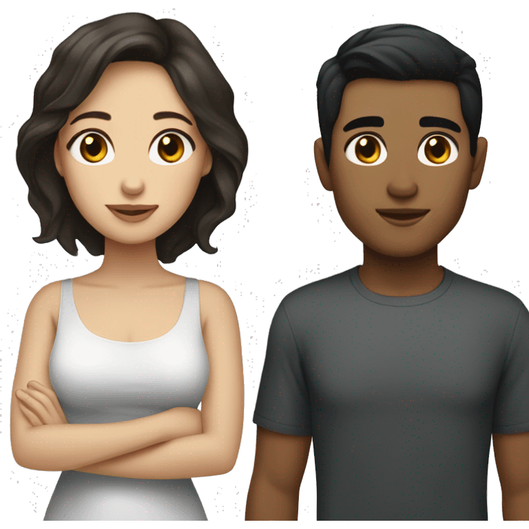 Dark hair olive skin woman and dark hair pale skin man emoji