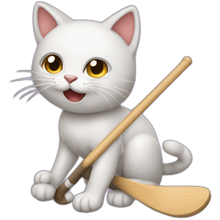 Cat play field hockey emoji