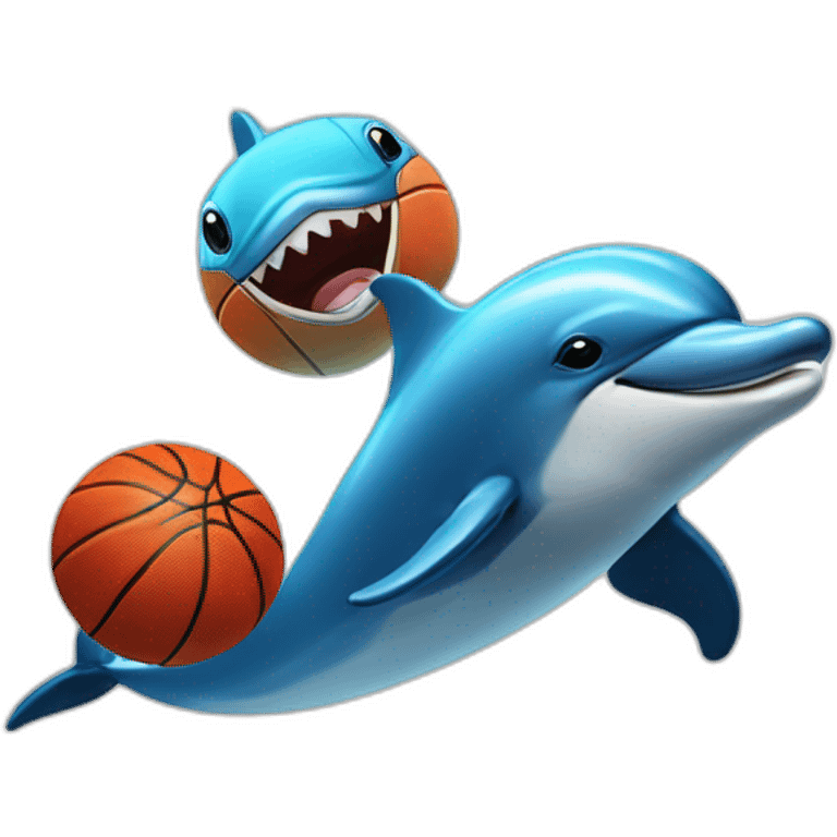 Dolphin with basketball and a label that says "Cherno more Odesos" in front of the dolphin and the basketball emoji