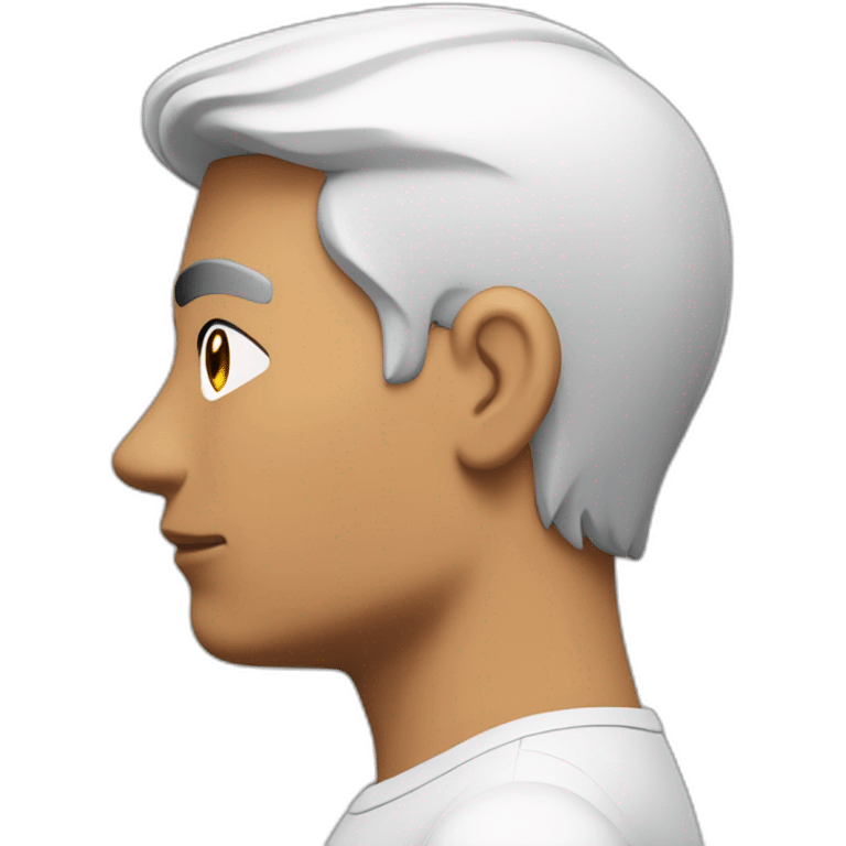 Indian white tan skin man developer in plain white shirt with sleeve up and nice medium length short black hair close up profile image emoji