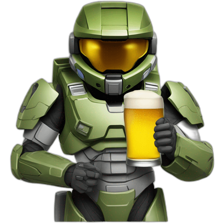 Master chief with beer emoji