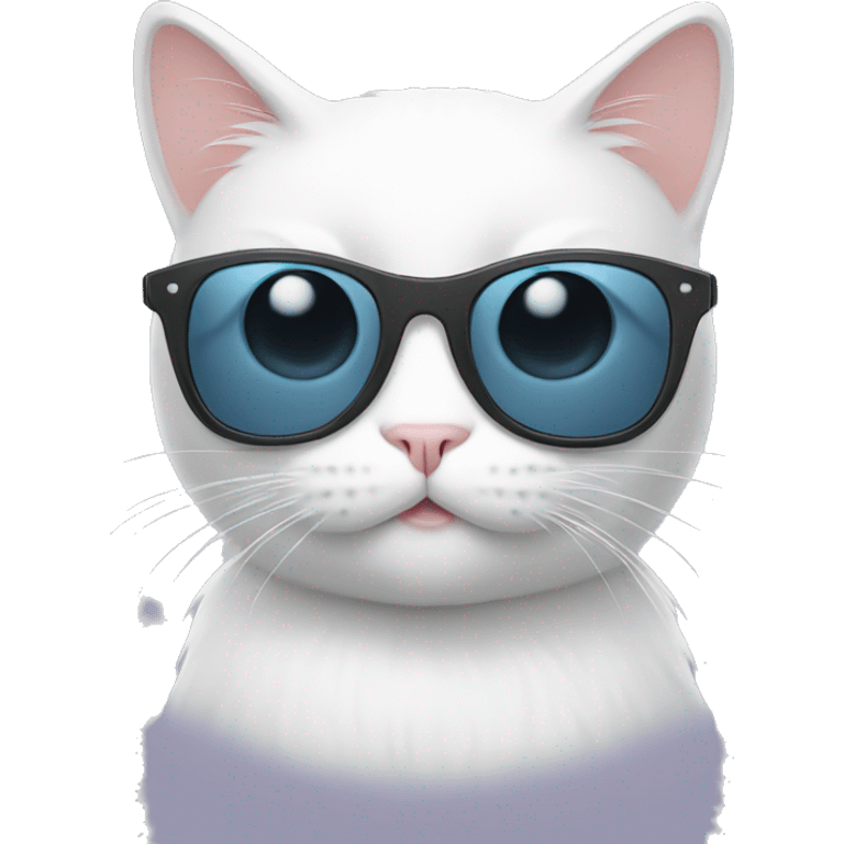 White Cat cute with sunglasses emoji