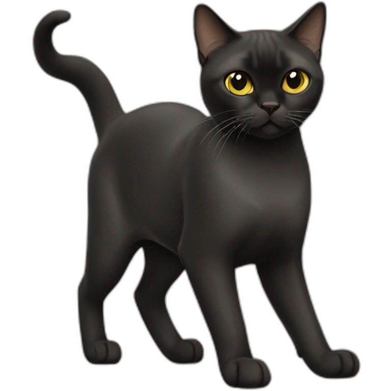 Black Burmese Cat Full Body emoji