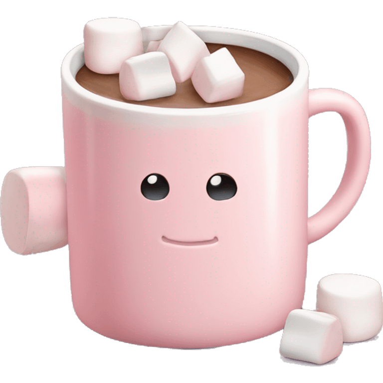 Light Pink mug of hot chocolate with marshmallows  emoji