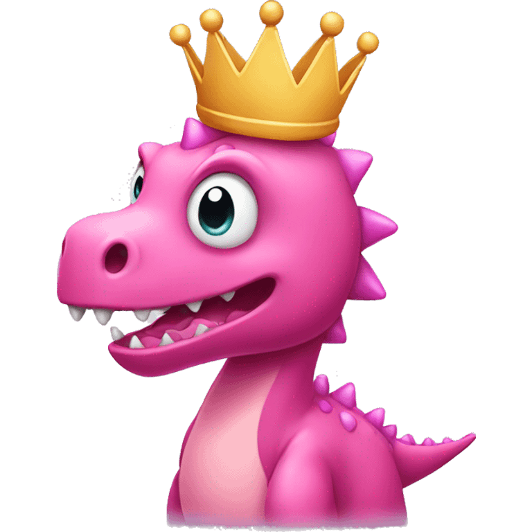 Pink Dinosaur with a crown emoji