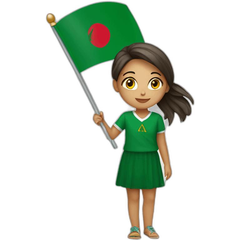 Girl with an algerian flag emoji