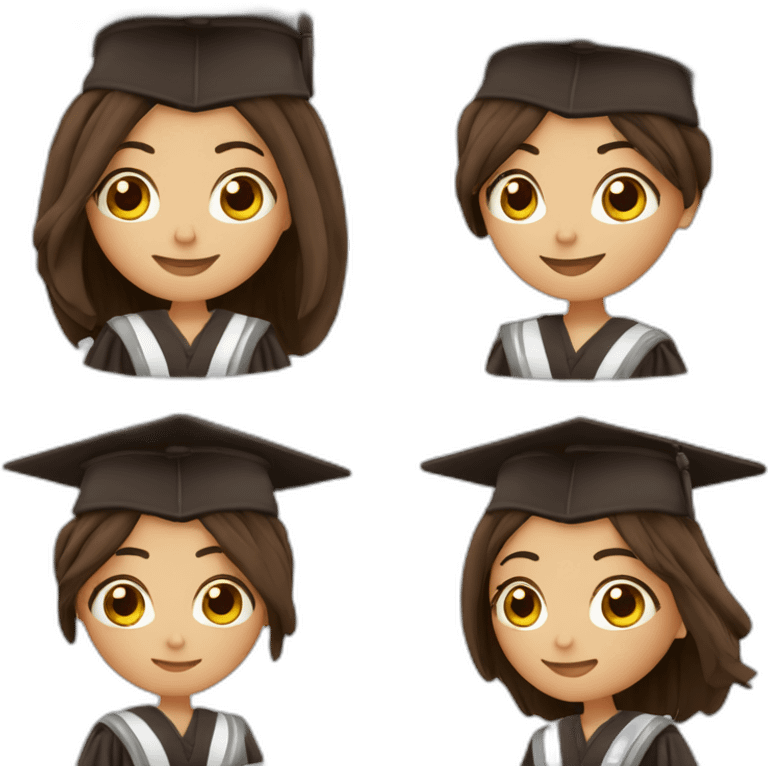 Graduada de universidad con cabello lacio color café  emoji