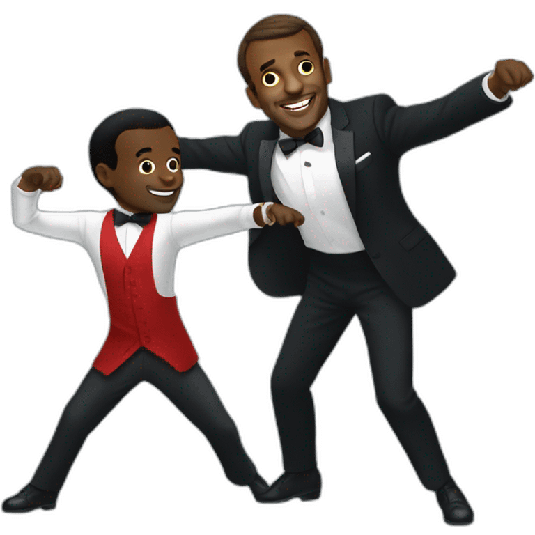 Emmanuel Macron dancing tango with a black man emoji