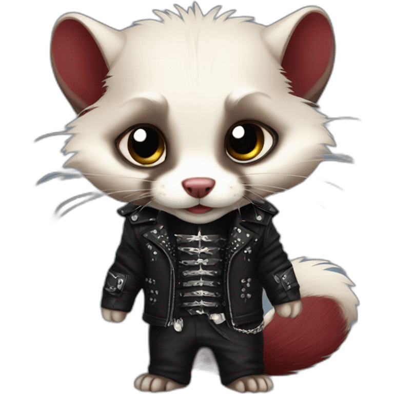 Red ferret wearing gothic heavy metal clothing emoji