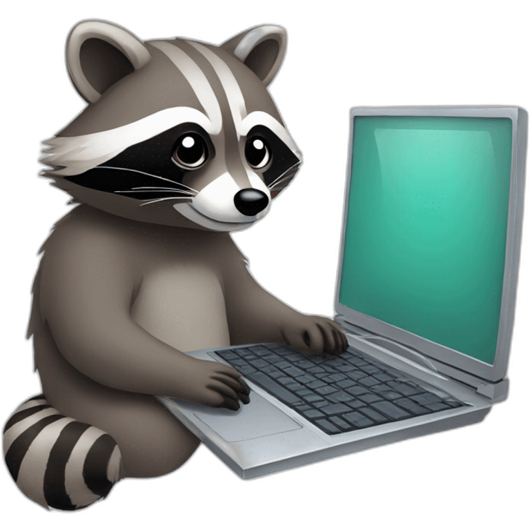 Raccoon typing on a labtop emoji