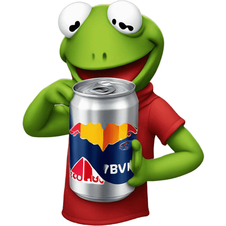 Kermit drinking a red bull  emoji