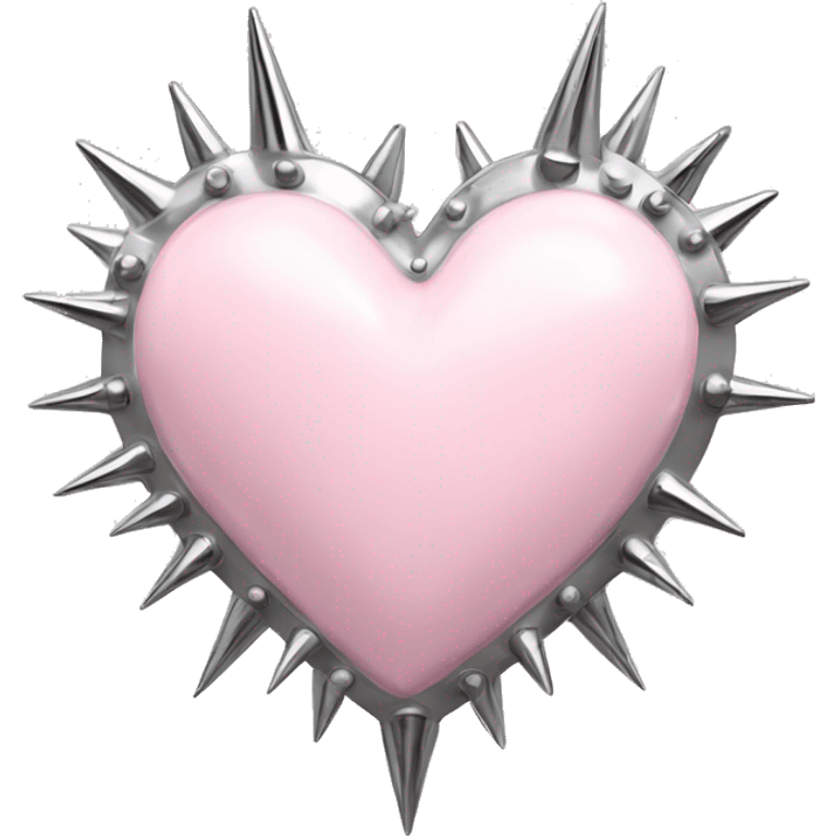 light pink metal heart with chrome spikes emoji