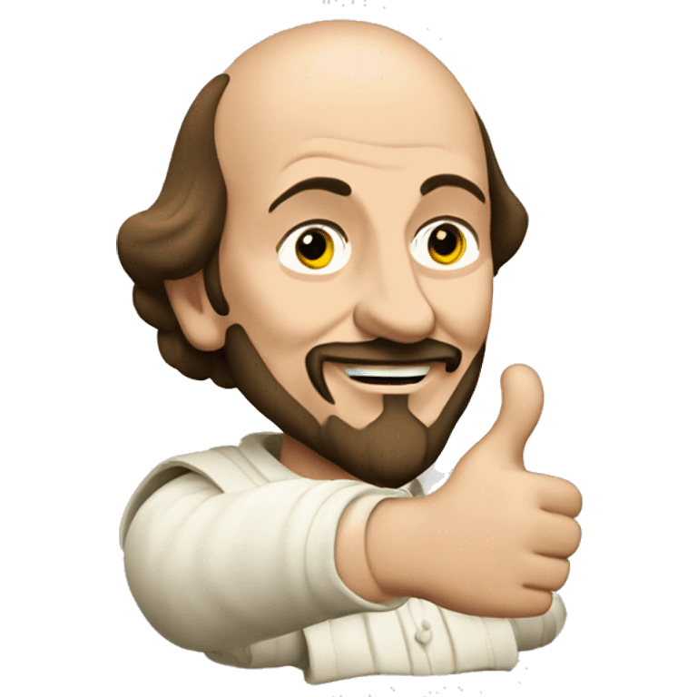 William Shakespeare with one thumbs up emoji