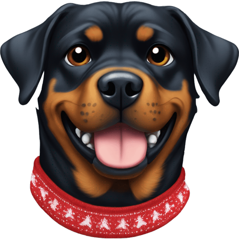 Rottweiler in a Christmas sweater emoji