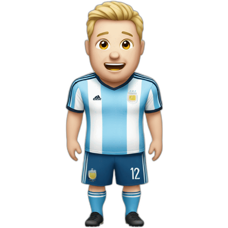 white man. Obese. argentina soccer uniform. laughing crying emoji