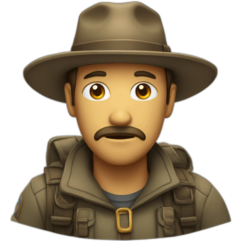 sad explorer with a hat, floating-head emoji