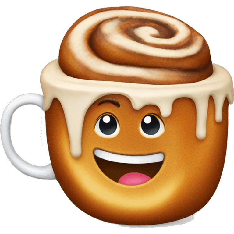 Cinnamon bun with coffee emoji